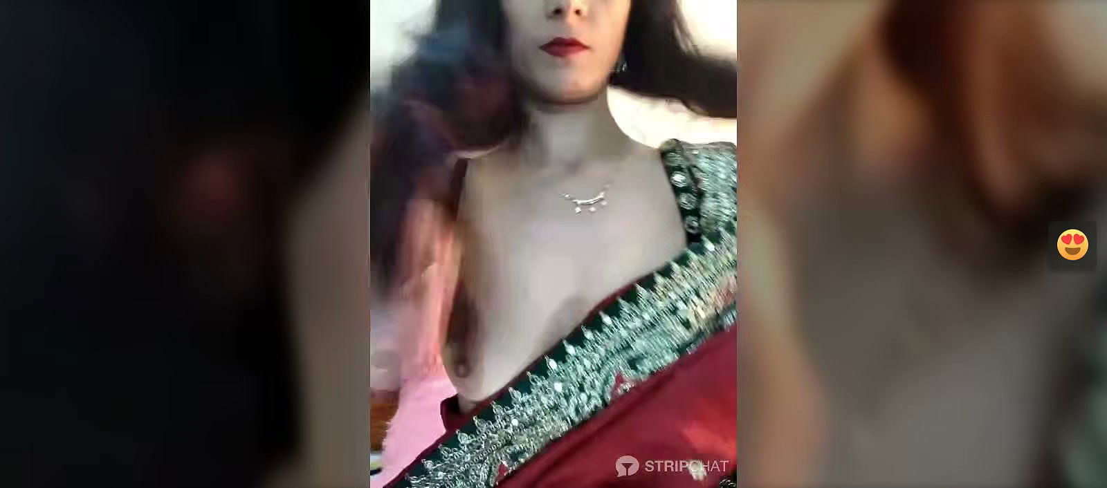 Bhabhi Zoya Stripping Saree Pressing her boobs