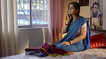 Chubby desi lady hot wide tummy and big open navel in blue saree 1
