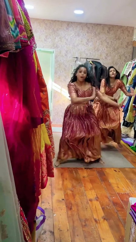 Insta influencer girls sexy dance in blouse & skirt