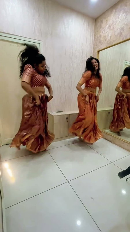 Insta influencer girls sexy dance in blouse & skirt