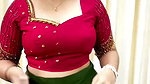 homely girl boobs expose in blouse and skirt fit check video 2