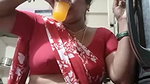 aunty in sexy blouse and saree drinking juice 2
