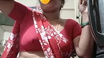 aunty in sexy blouse and saree drinking juice 2