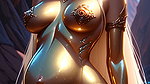 Stunning Nude South Indian Voidborn Empress with Pregnancy Bump on Rocky Cliff