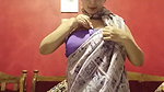 Busty bengali lady huge tits and navel in purple dress