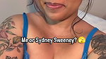 sexy cleavage in bue bra 1