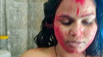 Holi Special; Stepdad Fucks Horny Stepdaughter in Bathroom with Red Gulal All Over Her Big Tits