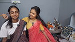 A couple of young babes teasing each other – Saree, Navel poked with painting brush 2