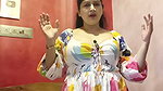Busty Bengali lady cleavage in white dress