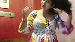 Busty Bengali lady cleavage in white dress