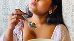 Sexy girl bending milky white huge cleavage deep expose 2