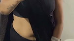 bengali lady mirror selfie video lowhip navel black saree 2 2