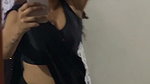bengali lady mirror selfie video lowhip navel black saree 2 2