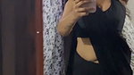 bengali lady mirror selfie video lowhip navel black saree 2 2