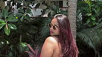 hot busty desi lady huge hanging tits in red bra 2 2