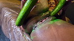 Sexy Big Booty Queen Nilmini Sheron Hot Body Paint & 2 Big Cucumber Play