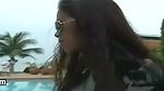 2 sexy Latina’s presenting latex fetish in the pool and on the beach