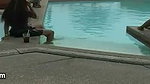 2 sexy Latina’s presenting latex fetish in the pool and on the beach