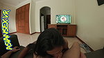 Cute Asian striptease and hardcore riding