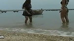 Latin latex chicks in behind the scenes outdoor