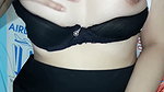 She wore a black bra and white panties just for me to stroke