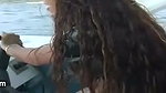 Swimming in the ocean with ebony babe