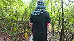 Thai Girl Walking Showing Along the Side of the Field Road in the Countryside Thai Outdoor Public