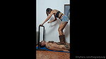 A girl tramples a guy s balls with rough boots
