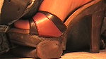 A girl tramples a guy s genitals with her massive heels