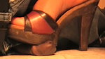 A girl tramples a guy s genitals with her massive heels