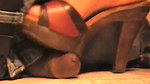 A girl tramples a guy s genitals with her massive heels