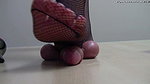 A hottie tramples a guy s cock with both feet at once