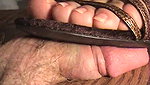 After the guy cums the girl tramples his cock