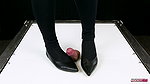 BallbustExtremeShoejob sockjob footjob and cock trampling in cockbox ballet flats