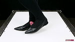 BallbustExtremeShoejob sockjob footjob and cock trampling in cockbox ballet flats