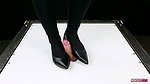 BallbustExtremeShoejob sockjob footjob and cock trampling in cockbox ballet flats