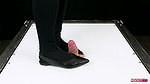 BallbustExtremeShoejob sockjob footjob and cock trampling in cockbox ballet flats