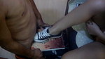 BallbustingExtremeAsian foot Mistress enjoys humiliating her foot slave with a ro