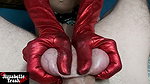 CBT Amateur Ball Squeezing Masturbates With Gloves After Torture