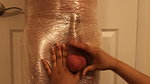 Cellophane Ballbusting restrained in Pain