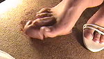 Cock trampling in sandals