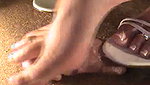 Cock trampling in sandals