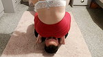 Facesitting and Smother Torture with Hot Femdom Handjob in Sexy Red Yoga Pants