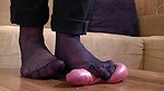 Girl in tights tramples guy s genitals