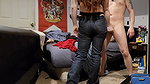 Girl in white sneakers punishes guy in the balls