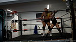In the ring the guy gets hit in the groin many times