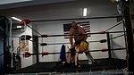 In the ring the guy gets hit in the groin many times