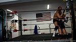 In the ring the guy gets hit in the groin many times