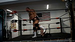 In the ring the guy gets hit in the groin many times