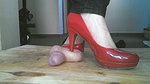 Jewels Foot Fantasy Gems Crushing His Cock and Balls in Red Pumps